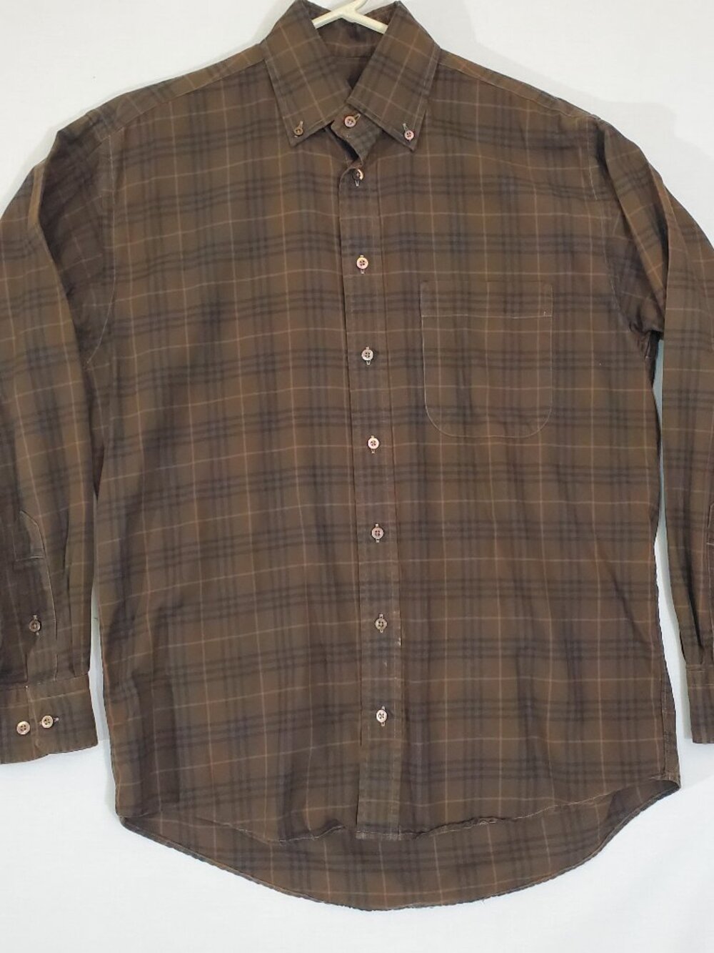 BURBERRY LONDON Vintage mens Brown  Nova Check button front shirt Made in USA M